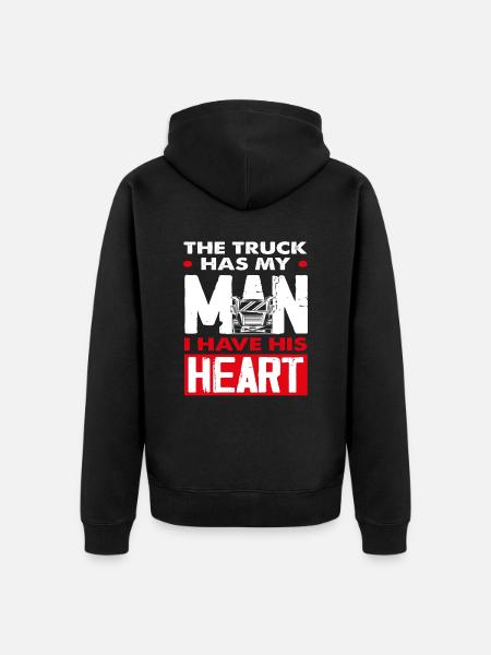 Truck Driver Heart Man Lovers - Unisex Premium Organic Zip Hoodie - black