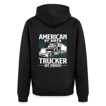 Chauffeur de camion Américain - Veste à capuche bio Premium Unisexe - noir - Dos - Nico (187cm)