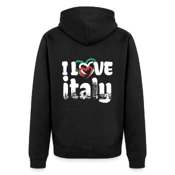 I Love Italy Italien Italienisch - Unisex Premium Bio Zip Hoodie - Schwarz - Hinten - Nico (187cm)