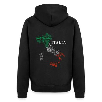 Italy Map Italian Italian - Unisex Premium Organic Zip Hoodie - black - Back - Nico (187cm)