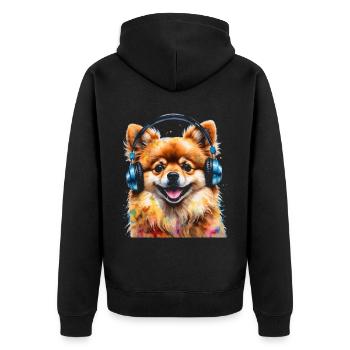 Casque de Poméranie Chien Imprimer - Veste à capuche bio Premium Unisexe - noir - Dos - Nico (187cm)