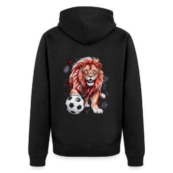Lion Football Colorful Switzerland Animal Design Print - Unisex Premium Organic Zip Hoodie - black - Back - Nico (187cm)