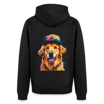 Golden Retriever Snapback Cap Chien Design Print - Veste à capuche bio Premium Unisexe - noir - Dos - Nico (187cm)