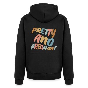 Pregnancy Retro Baby Mother Pregnant - Unisex Premium Bio Zip Hoodie - Schwarz - Hinten - Nico (187cm)