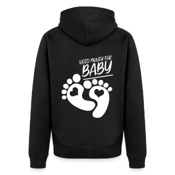 Femme enceinte, Bébé, Mère, Grossesse - Veste à capuche bio Premium Unisexe - noir - Dos - Nico (187cm)