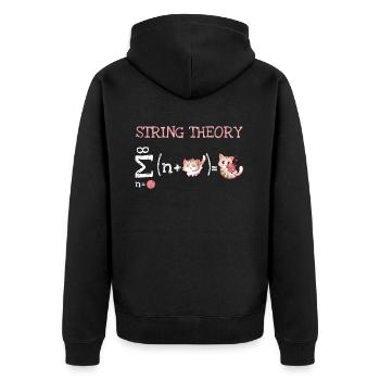 String Theorie Nerd Schrödingers Katze - Unisex Premium Bio Zip Hoodie - Schwarz - Hinten - Nico (187cm)