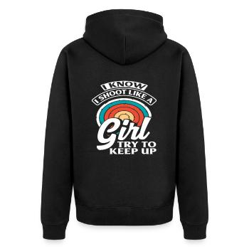 Archery Girl Archery - Unisex Premium Organic Zip Hoodie - black - Back - Nico (187cm)