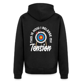 Archer Saying Archery - Unisex Premium Organic Zip Hoodie - black - Back - Nico (187cm)