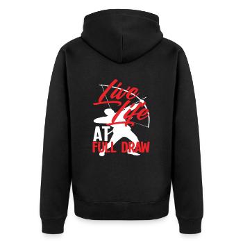 Pun Bow Archery - Unisex Premium Organic Zip Hoodie - black - Back - Nico (187cm)