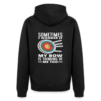 Archery Sport Archery - Unisex Premium Organic Zip Hoodie - black - Back - Nico (187cm)