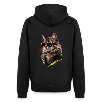 Sonnenbrille für Norwegische Waldkatze Geschenk - Unisex Premium Bio Zip Hoodie - Schwarz - Hinten - Nico (187cm)