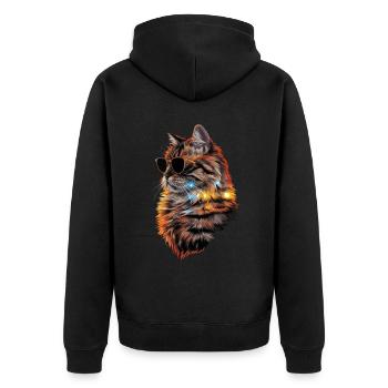 Sonnenbrille mit Perserkatze Geschenk - Unisex Premium Bio Zip Hoodie - Schwarz - Hinten - Nico (187cm)