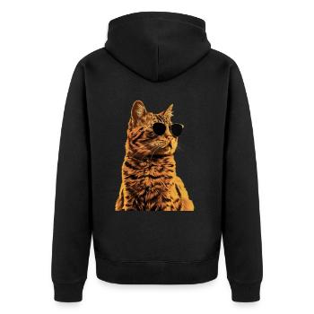 Sonnenbrille mit Somali-Katze Geschenk - Unisex Premium Bio Zip Hoodie - Schwarz - Hinten - Nico (187cm)