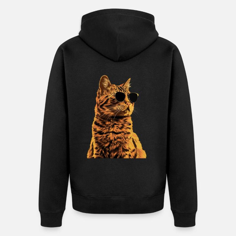 Sonnenbrille mit Somali-Katze Geschenk - Unisex Premium Bio Zip Hoodie - Schwarz