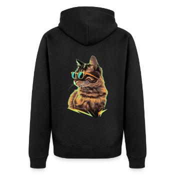 Sonnenbrille für Türkisch Angora-Katze Geschenk - Unisex Premium Bio Zip Hoodie - Schwarz - Hinten - Nico (187cm)