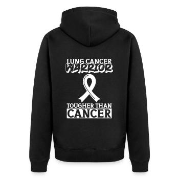 Lung Cancer Warrior Lung Cancer Awareness - Unisex Premium Organic Zip Hoodie - black - Back - Nico (187cm)