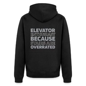 Elevator Elevator - Unisex Premium Organic Zip Hoodie - black - Back - Nico (187cm)