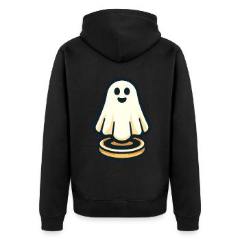 Funny Vintage Ghost Retro Art Style Halloween - Unisex Premium Bio Zip Hoodie - Schwarz - Hinten - Nico (187cm)