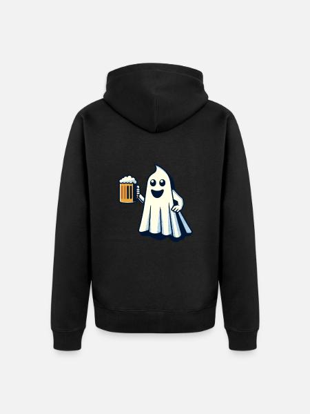 Funny Boozing Ghost Halloween Party - Unisex Premium Organic Zip Hoodie - black