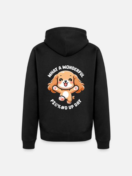 Cocker Spaniel Fucked Up Day - Unisex Premium Organic Zip Hoodie - black