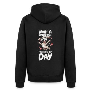 Greyhound Windhund Fucked Up Day - Unisex Premium Organic Zip Hoodie - black - Back - Nico (187cm)