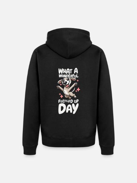Greyhound Windhund Fucked Up Day - Unisex Premium Organic Zip Hoodie - black