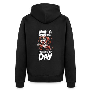 Boxer Dog German Boxer Fucked Up Day - Unisex Premium Organic Zip Hoodie - black - Back - Nico (187cm)