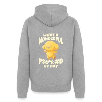 Golden Doodle Fucked Up Day - Unisex Premium Bio Zip Hoodie - Grau meliert - Hinten - Nico (187cm)