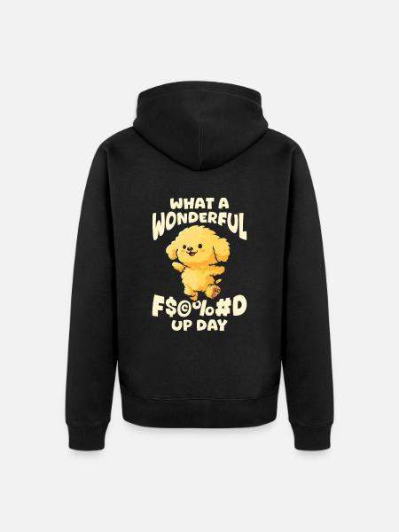 Golden Doodle Fucked Up Day - Unisex Premium Organic Zip Hoodie - black