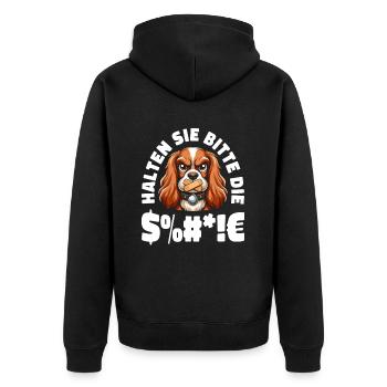 Cocker Spaniel Please keep your mouth shut - Unisex Premium Organic Zip Hoodie - black - Back - Nico (187cm)