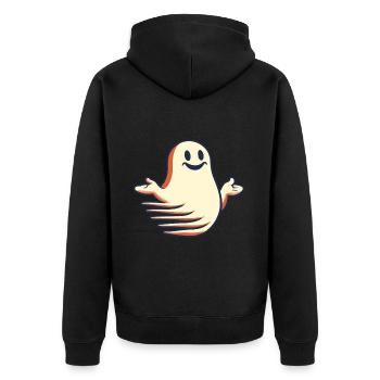 Funny Vintage Ghost Knows Nothing Halloween - Unisex Premium Organic Zip Hoodie - black - Back - Nico (187cm)