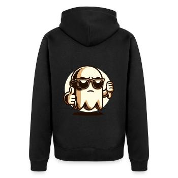 Cool Ghost Funny Halloween Party Design - Unisex Premium Organic Zip Hoodie - black - Back - Nico (187cm)