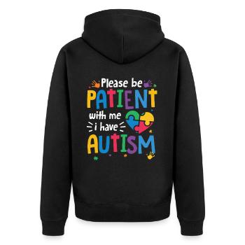 Autismus Awareness Day Autist Geschenk - Unisex Premium Bio Zip Hoodie - Schwarz - Hinten - Nico (187cm)