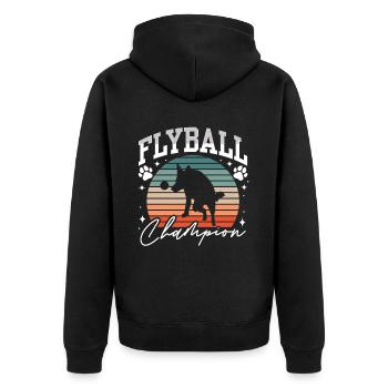 Flyball Canine Sport Agility Parcour Dog - Unisex Premium Bio Zip Hoodie - Schwarz - Hinten - Nico (187cm)
