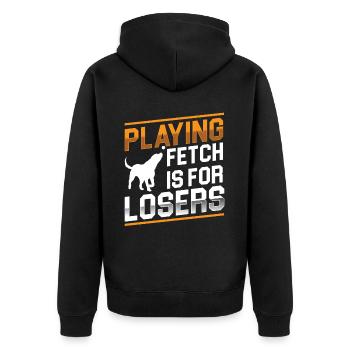 Flyball Canine Sport Agility Parcour Dog - Unisex Premium Bio Zip Hoodie - Schwarz - Hinten - Nico (187cm)
