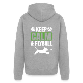 Flyball Canine Sport Agility Parcour Dog - Unisex Premium Bio Zip Hoodie - Grau meliert - Hinten - Nico (187cm)