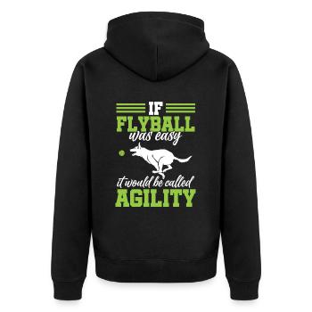 Flyball Canine Sport Agility Parcour Dog - Unisex Premium Bio Zip Hoodie - Schwarz - Hinten - Nico (187cm)
