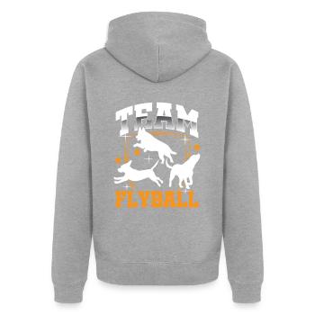Flyball Canine Sport Agility Parcour Chien - Veste à capuche bio Premium Unisexe - gris chiné - Dos - Nico (187cm)