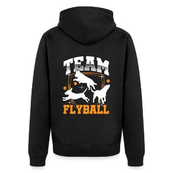 Flyball Canine Sport Agility Parcour Dog - Unisex Premium Bio Zip Hoodie - Schwarz - Hinten - Nico (187cm)