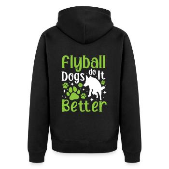 Flyball Canine Sport Agility Parcour Dog - Unisex Premium Bio Zip Hoodie - Schwarz - Hinten - Nico (187cm)
