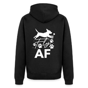 Flyball Canine Sport Agility Parcour Dog - Unisex Premium Bio Zip Hoodie - Schwarz - Hinten - Nico (187cm)