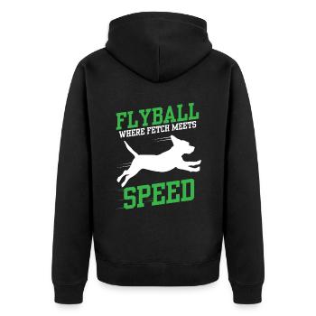 Flyball Canine Sport Agility Parcour Dog - Unisex Premium Bio Zip Hoodie - Schwarz - Hinten - Nico (187cm)
