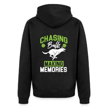 Flyball Canine Sport Agility Parcour Dog - Unisex Premium Bio Zip Hoodie - Schwarz - Hinten - Nico (187cm)
