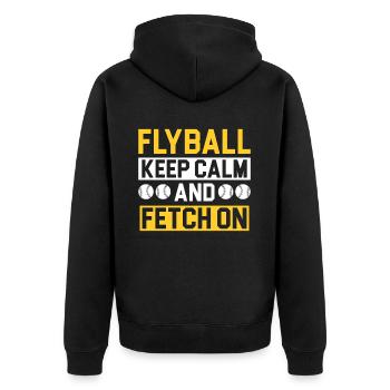 Flyball Canine Sport Agility Parcour Dog - Unisex Premium Bio Zip Hoodie - Schwarz - Hinten - Nico (187cm)