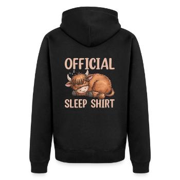 Official Sleeping House Highland Cow PJ Sleeping - Unisex Premium Organic Zip Hoodie - black - Back - Nico (187cm)