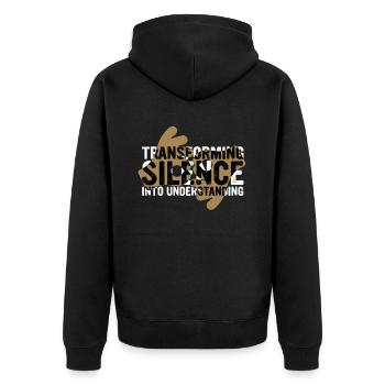 ASL Sign Language Interpreter - Unisex Premium Organic Zip Hoodie - black - Back - Nico (187cm)