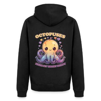Funny Octopus Cephalopod Squid Gift - Unisex Premium Organic Zip Hoodie - black - Back - Nico (187cm)