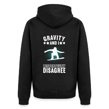Snowboard Wintersport Snowboarding - Unisex Premium Bio Zip Hoodie - Schwarz - Hinten - Nico (187cm)
