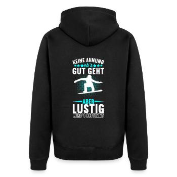 Snowboard Wintersport Snowboarding - Unisex Premium Bio Zip Hoodie - Schwarz - Hinten - Nico (187cm)