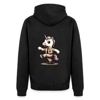 Lustiger Sheriff Einhorn Halloween Party - Unisex Premium Bio Zip Hoodie - Schwarz - Hinten - Nico (187cm)